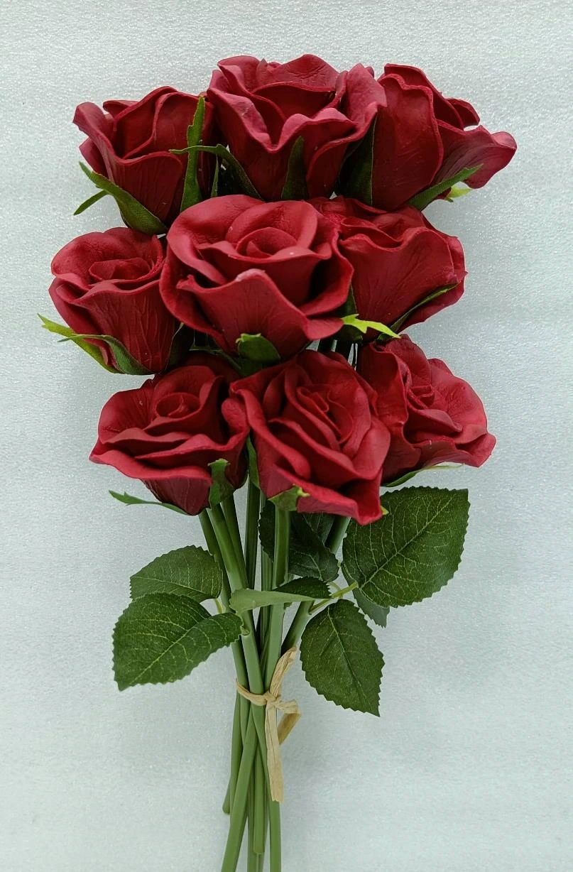 PU 9 Head Small Sweet Rose Bunch 11”